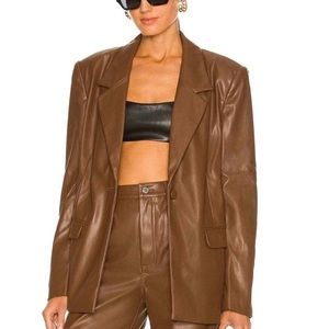 Weworewhat brown leather blazer NWT